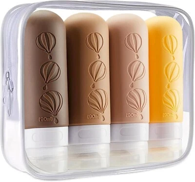 DONGDA 4-teiliges tragbares Reiseflaschenbehälter-Set aus Silikon für Toilettenartikel - 90 ml