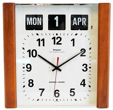 Grayson Dark Wood Panel Calendar Clock Day Date Month White Dementia - G239WD
