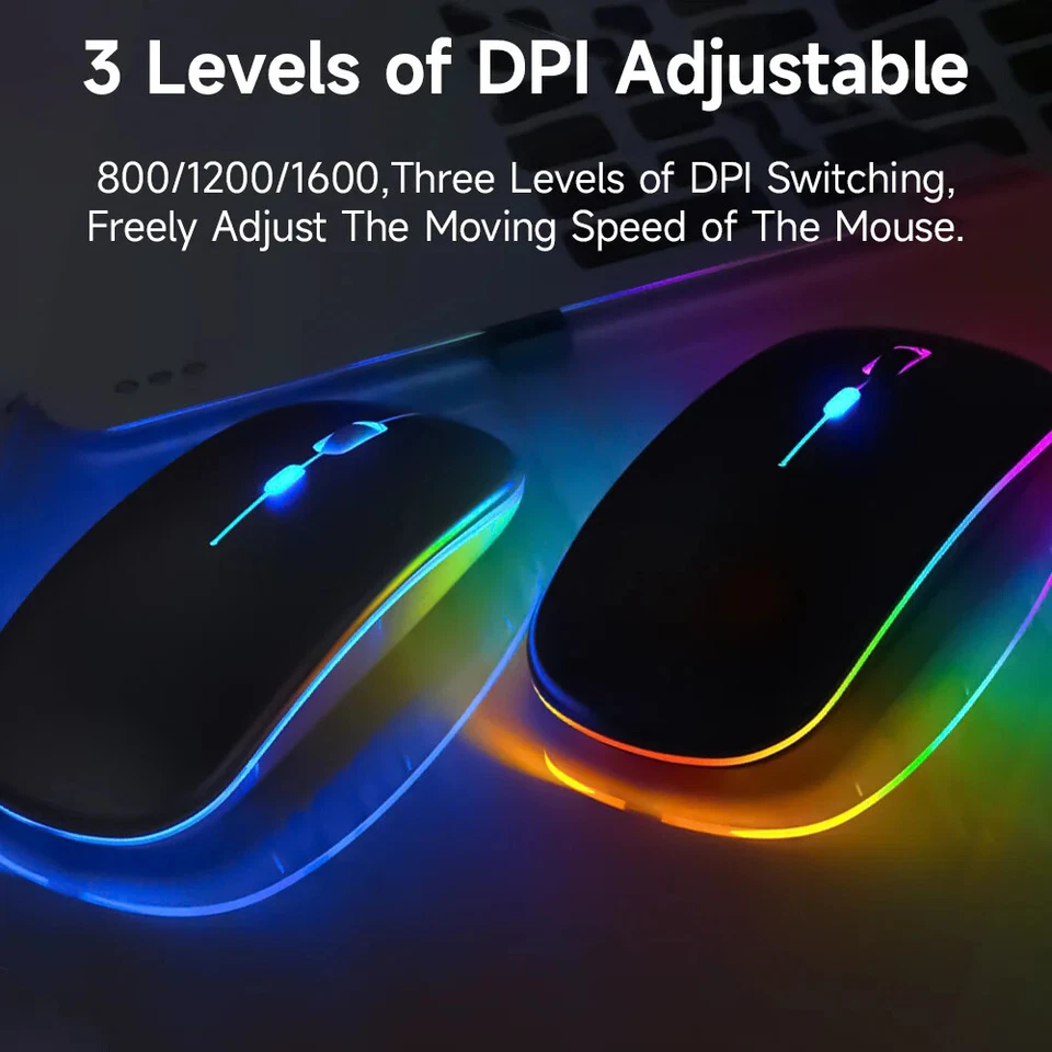 Backlit RGB Wireless Bluetooth Keyboard & Mouse Touchpad For IOS Android PC MAC - Image 4 of 4