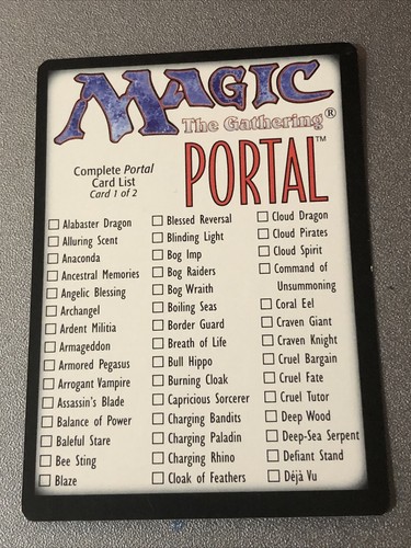Magic The Gathering Portal Checklist 1 Of 2 Ex Condition See Pics Front ...