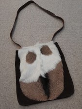 Owen Barry Brown Leather Suede Animalprint Crossbody Flapover Bag  (2870p)