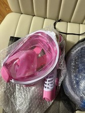 WSTOO Kids Full Face Snorkel Mask Set Dry Top Anti-Fog 180  Pink only