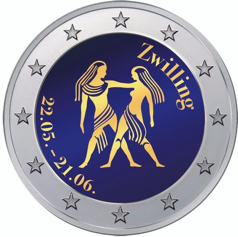 2 Euro Farbmünze "Sternzeichen - Zwillinge" - 2 Euro coloured coin - bankfrisch