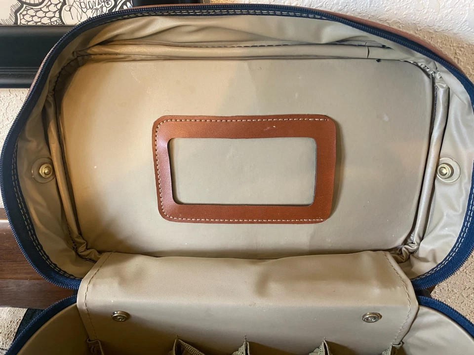 Estuche de tren vintage JAGUAR azul con ribete marrón Foto 3 de 4