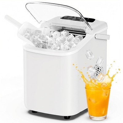 Ice Maker, Nugget Ice Machine Countertop with Basket, Scoop and Portable Hand...