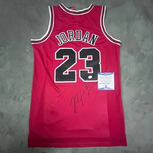 Michael Jordan SIGNED Chicago Bulls NBA #23 Jersey Red- COA Beckett