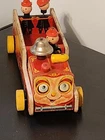 1962 Fisher-Price Winky-Blinky Fire Truck #200 3 Firemen Bell VTG USA Works Wood