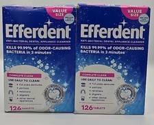 Lot of 2 Efferdent Anti-Bacterial Dental Appliance Cleanser 126 Tablets Per Box
