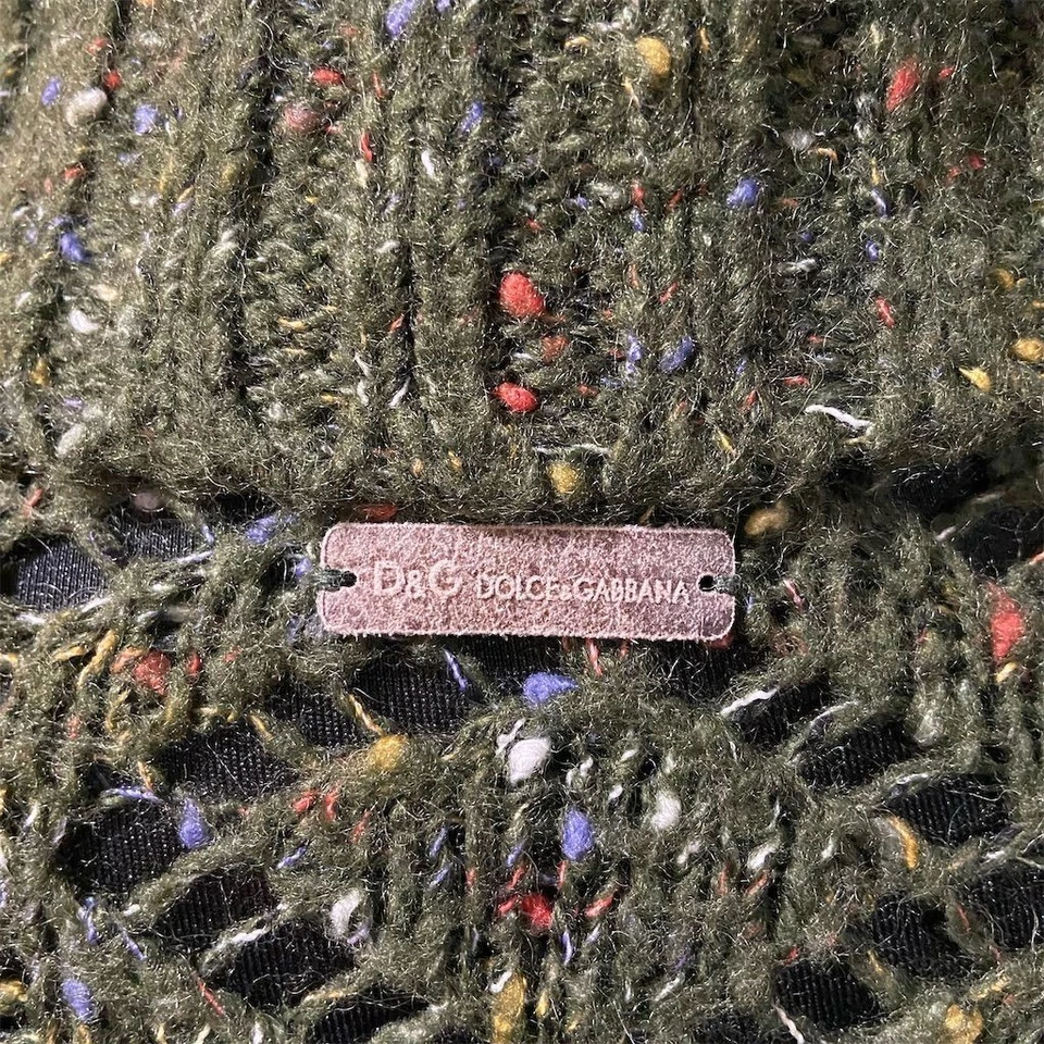 Dolce & Gabbana Women's L Green Cable Knit Turtleneck Sweater Vintage - Image 4 of 4