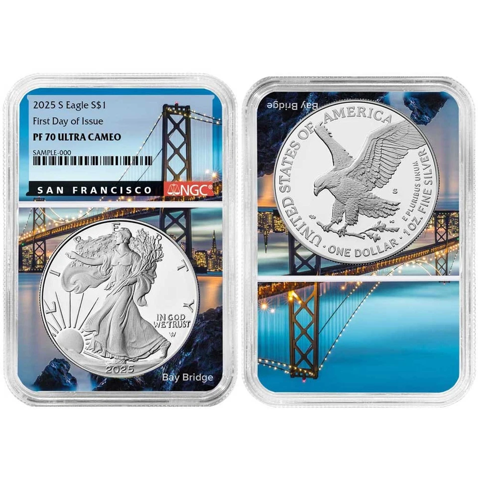 Preventa - Prueba 2025-S $1 American Silver Eagle NGC PF70UC FDI San Francisco Foto 3 de 3