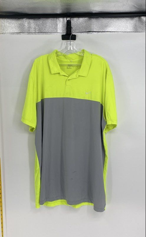 Nike Mens Gray Yellow Colorblock Standard Fit Short Sleeve Polo Shirt Size 2XL