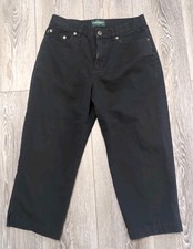Ralph Lauren Black Label 100 Cotton Black Cropped Pants Womens Size 6