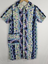 Vintage Flannel Snap Button Night Gown House Coat Permanent Press Size M