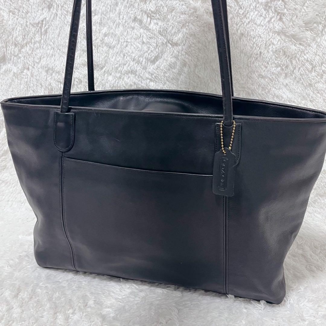 Coach Women's Tote Handbag Purse Black Leather Solid Used Bag