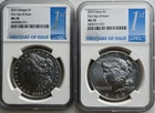 2023 $1 Morgan & Peace Dollar 2pc Set NGC MS70 First Day Of Issue