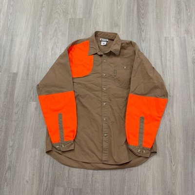 Columbia Shooting Shirt Men's Extra Large Tan Blaze Orange Hunting Button Up 