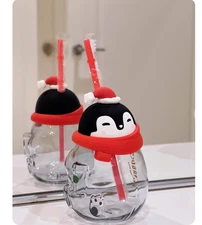 New With Tag Starbucks China 2022 Christmas Cute Penguin 22oz Glass Straw Cup