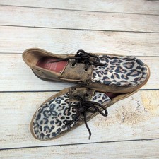 Twisted X Leopard Print Brown Leather Moccasins Loafers Shoes Women Size 6.5