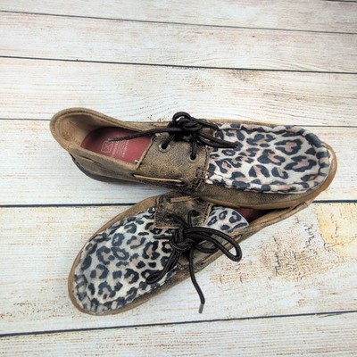 Twisted X Leopard Print Brown Leather Moccasins Loafers Shoes Women Size 6.5