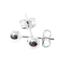 Boucles d'oreilles boules en argent sterling de 4 mm .925 x 1 paire de clous de 