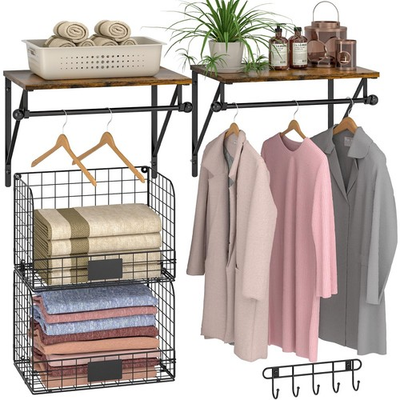 #ad Laundry Room Shelves Wall Mounted with Wire Baskets Over the Washer and Drye... $63.94