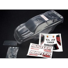 Traxxas 3714 Truck Body Clear w/ Decals/Wing/Hardware: Rustler VXL, Monster Jam