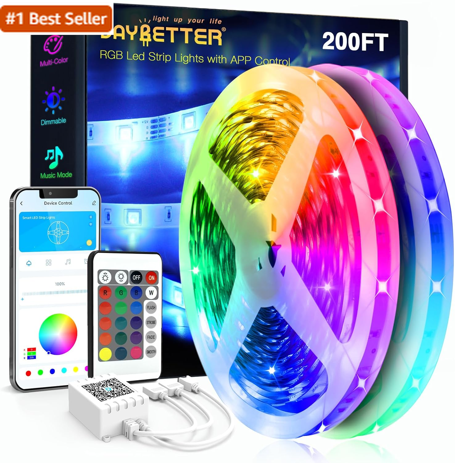 DAYBETTER Led Strip Lights 200 Ft (2 Rolls of 100 Ft) Ultra Long Smart Light Str