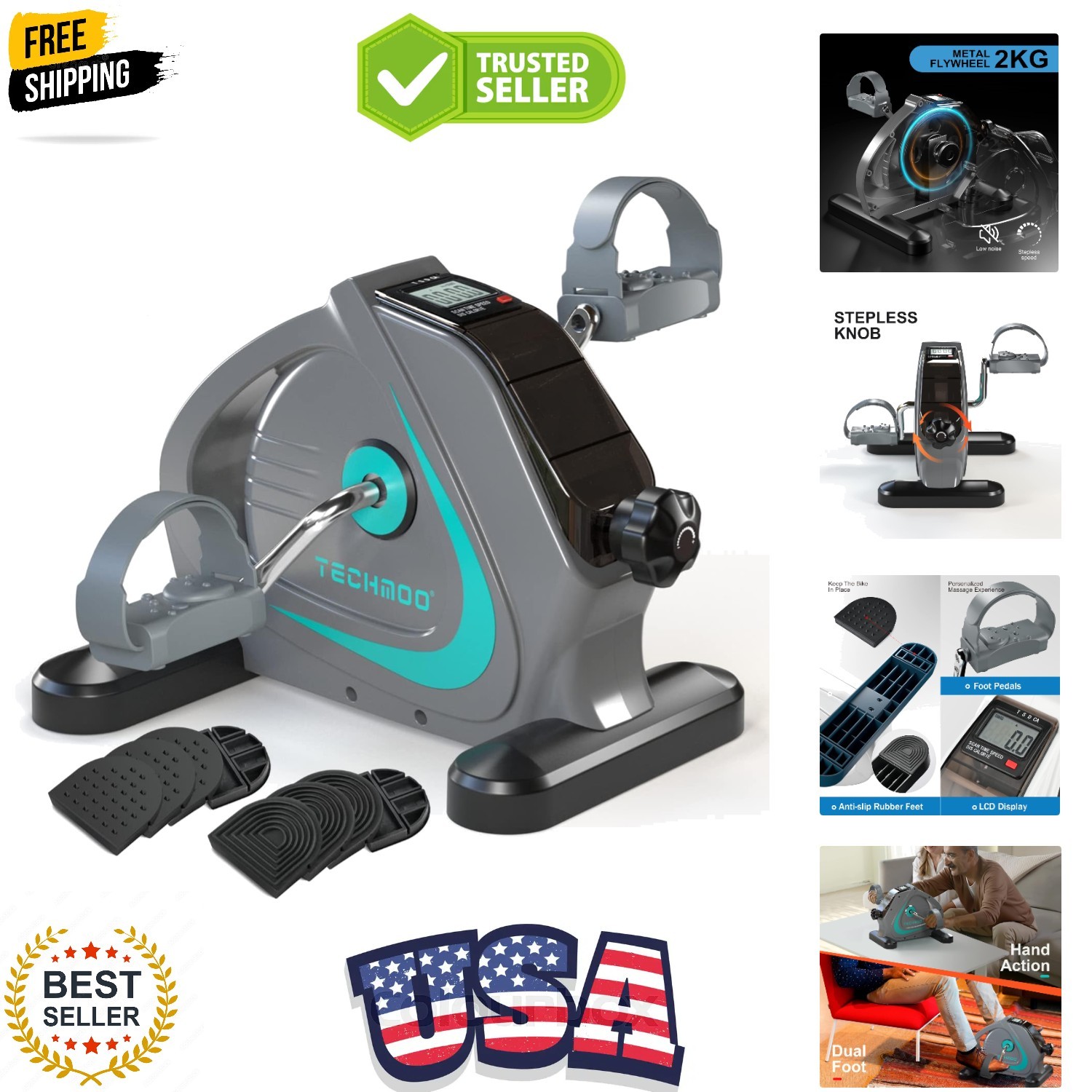 Seniors Mini Bike Pedal Exerciser with Massage Points for Comfort and Mobility