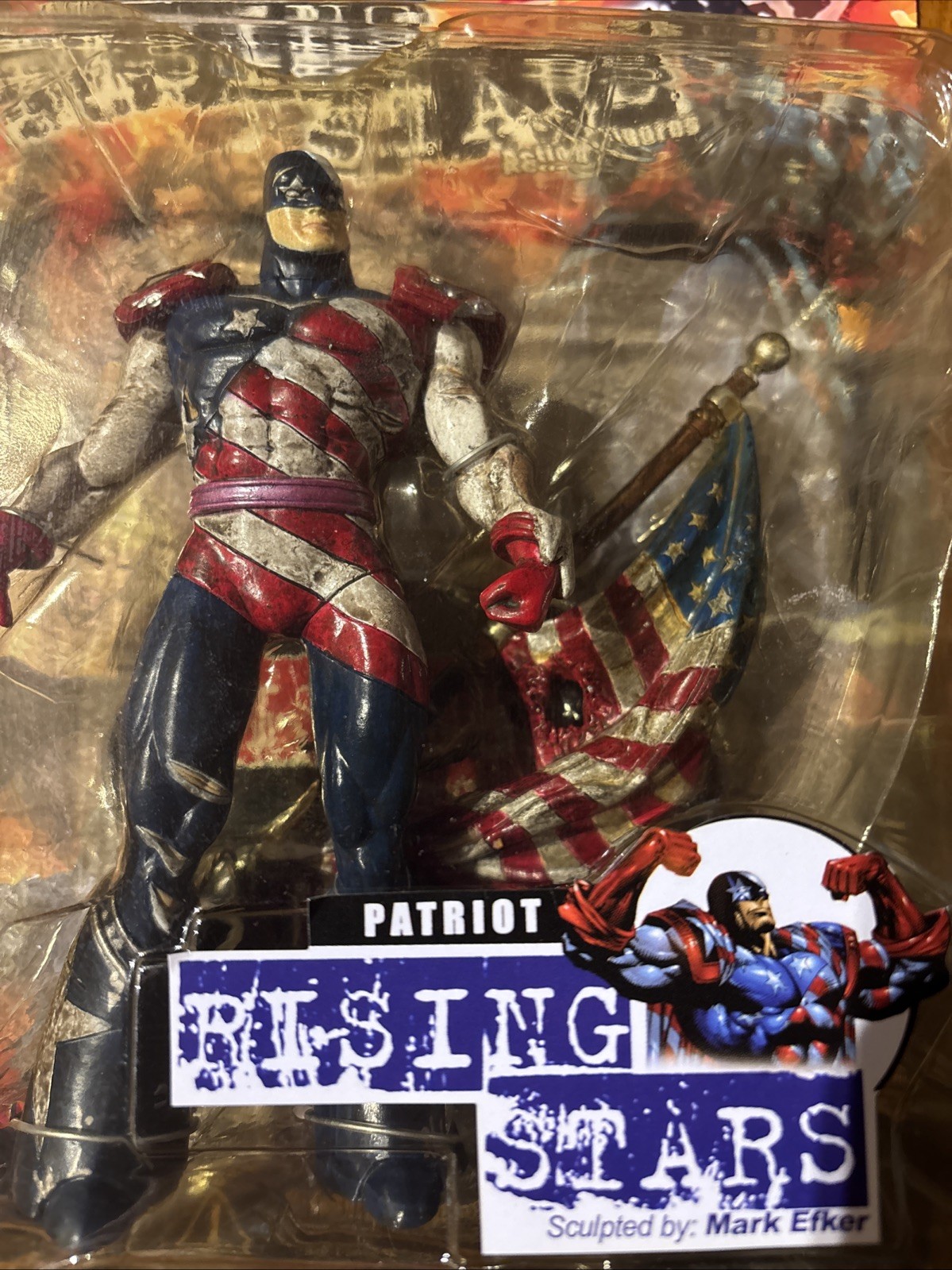 J. Michael Straczynski's Rising Stars Patriot 6.5"in Figure w/Flag & Base - second product detail image