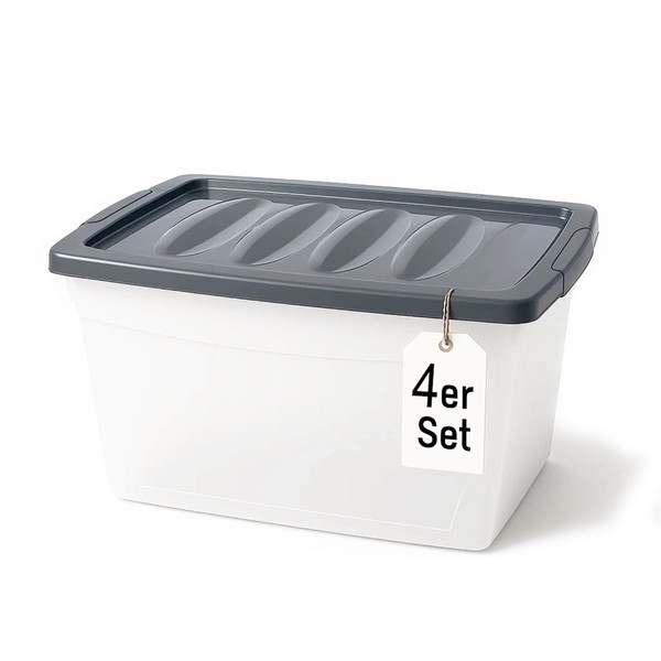 Aufbewahrungsbox Mit Deckel 4X 60 L Groß Budget Line Plastikbox Mit Deckel-image