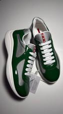 PRADA Americas Cup Patent Green Trainers Sneakers UK 6.5 