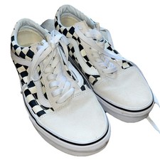 Vans Old Skool Womens 8, Mens 6.5 Checkerboard Soles Black White Sneakers, Shoes