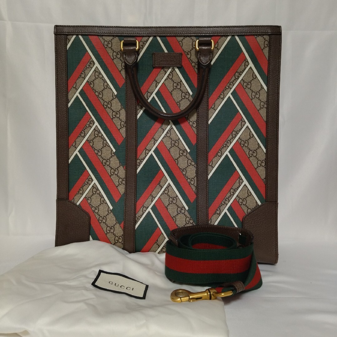 Gucci GG Supreme Chevron Sherry Line 2 vie borsa a mano borsa a tracolla tote...