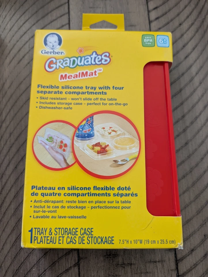 Estuche de almacenamiento de silicona Gerber Graduates Meal Time tapa roja NUEVO RARO Foto 2 de 3