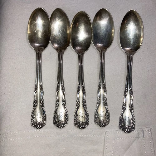 5 Sterling Silver ROSALIND 5 o’clock Teaspoons, WILD ROSE, 102 g, International