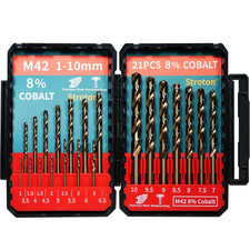 Metric M42 8 Cobalt Drill Bits Set for Stainless Steel and Hardened Steel 1-10