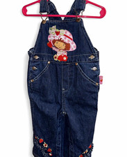 Strawberry Shortcake Girls Blue Denim Overall One-Piece Embroidered 18M