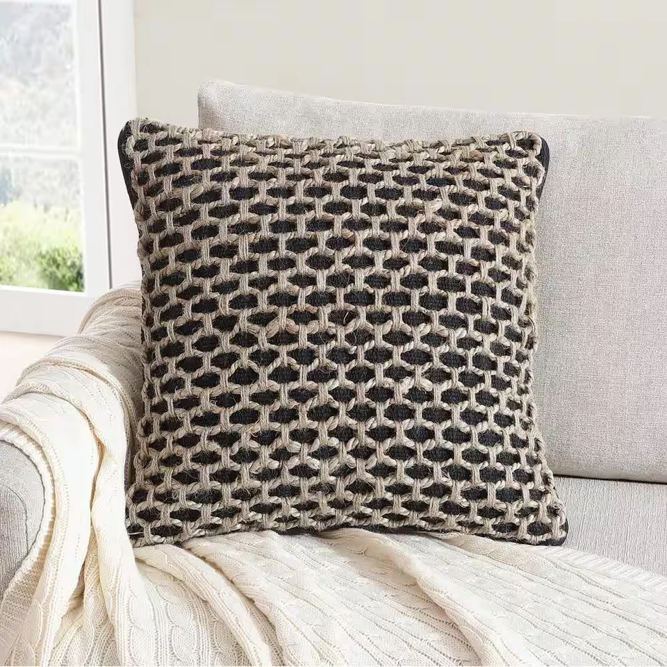 Jada Geometric Black 20 In. X 20 In. Braided Jute Decorative Throw Pillow - Image 2 of 4