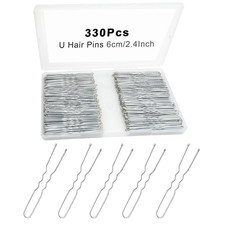 330 Count U Shaped Silver Hair Pins for Buns, 2.4Inch Bun Pins Silver Hair Pins