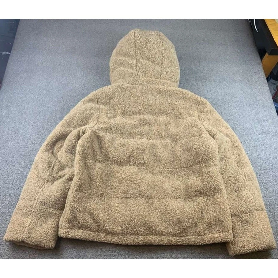 Sanctuary Sherpa Hooded Puffer Jacket Size M Teddy Bear Coat Faux Fur Tan - Image 2 of 4