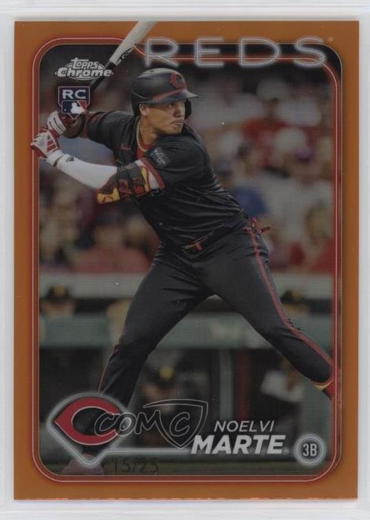 2024 Topps Chrome Orange Refractor 15/25 Noelvi Marte #177 Rookie RC 0vf5