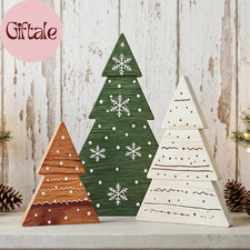 Christmas Decor, 3Pcs Wooden Tabletop Christmas Tree Decorations Sign