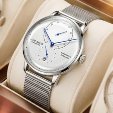 Luxus Herren Armbanduhr Quarz Edelstahl Wasserdicht Datum Elegant 3 ATM Silber