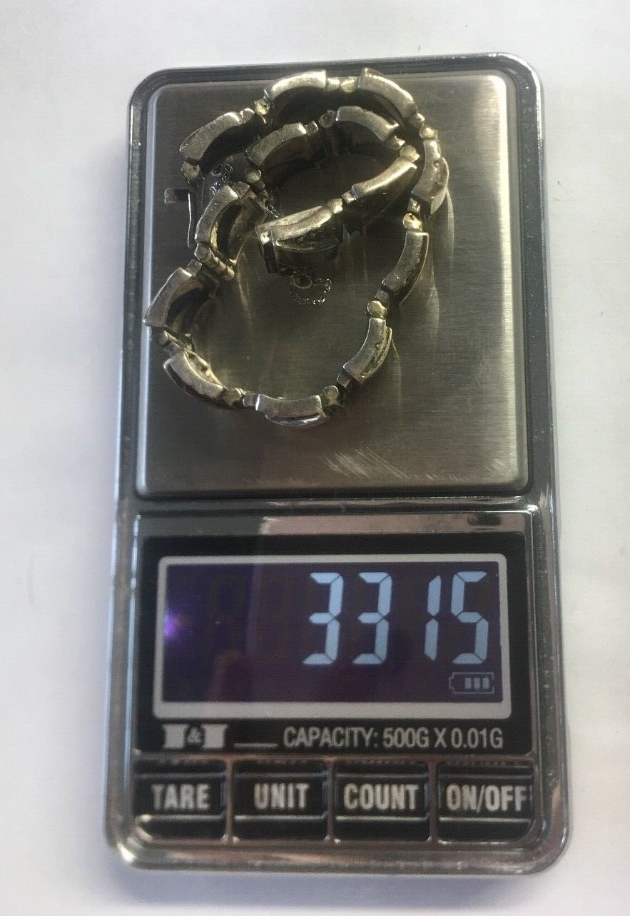 925 Solid Sterling Silver Square Link Bracelet 33… - image 11