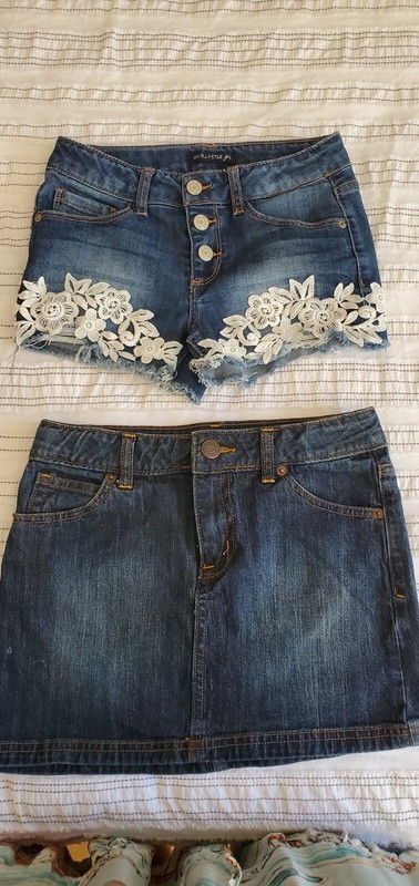 2 pc lot Cherokee & Vanilla Star sz 10-12 shorts jean jeans skirt