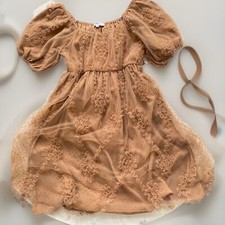 New Anthropologie Polagram Small Terracotta Babydoll Dress Tulle Fairy Coquette