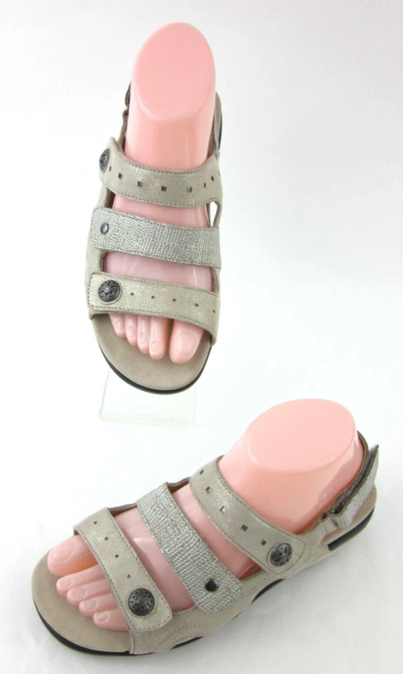 *NEW!* Aravon Power Comfort 3 Strap Sandals Metallic Sand Size 6 2E Extra Wide - Image 2 of 4