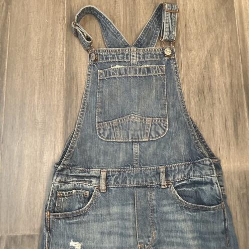 Gap Denim Overalls Pants Girls Size Large Distressed Straight - Picture 2 of 7