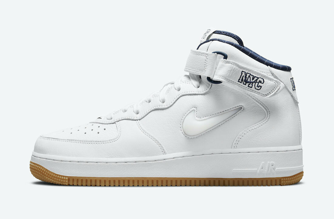 Nike Air Force 1 Mid Jewel NYC White Navy Blue DH5622-100 Mens New
