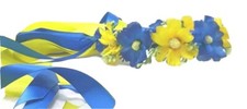 Ukrainian Blue and Yellow Flower Headband with Ribbons, Hair Accessories, Vinok